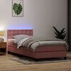 vidaXL Boxspringbett mit Matratze & LED Rosa 80x220 cm Samt
