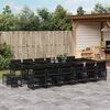 vidaXL 17-tlg. Garten-Essgruppe mit Kissen Schwarz Poly Rattan