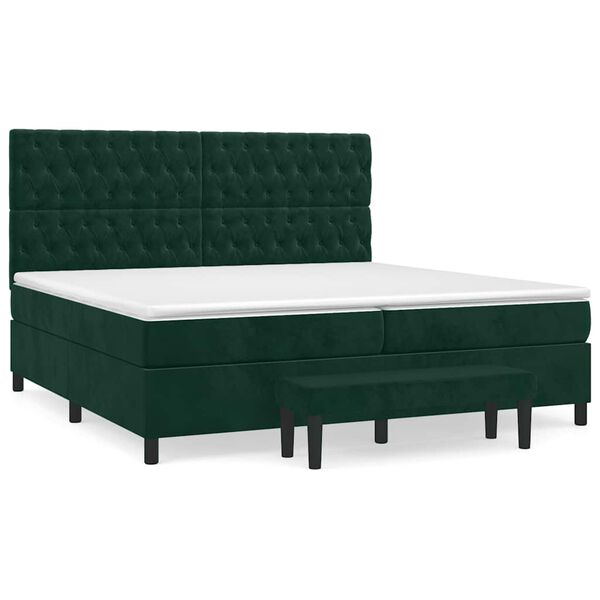 vidaXL Boxspringbett mit Matratze Dunkelgr&uuml;n 200x200 cm Samt