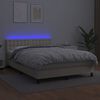 vidaXL Boxspringbett mit Matratze & LED Creme 140x190 cm Kunstleder