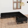 vidaXL 9-tlg. Garten-Lounge-Set mit Kissen Schwarz Massivholz Kiefer