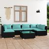 vidaXL 7-tlg. Garten-Lounge-Set mit Kissen Poly Rattan Schwarz