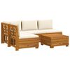 vidaXL Outdoor-Sofagarnitur mit Kissen 5 St&uuml;ck Braun Massivholz Akazie