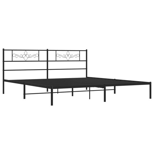 vidaXL Bettgestell mit Kopfteil Metall Schwarz 180x200 cm