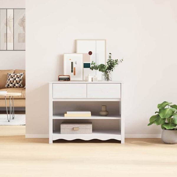 vidaXL Konsolentisch Drammen Weiß 89,5 x 37 x 73 cm Massivholz Kiefer