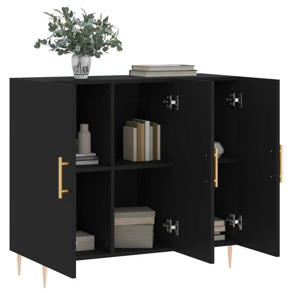vidaXL Sideboard Schwarz 90x34x80 cm Holzwerkstoff