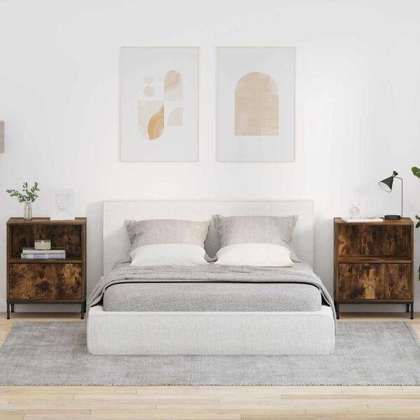 vidaXL Nachttische 2 pcs R&auml;uchereiche 49 x 36 x 61 cm Holzwerkstoff