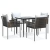 vidaXL 5-tlg. Garten-Essgruppe mit Kissen Poly Rattan und Stahl
