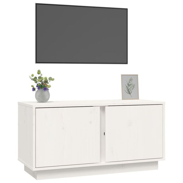 vidaXL TV-Schrank Weiß 80x35x40,5 cm Massivholz Kiefer