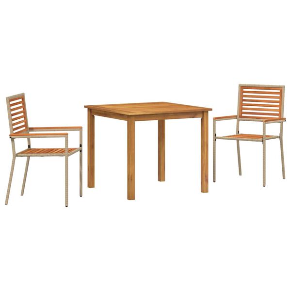 vidaXL Garten Essgruppe 3 pcs Beige Massivholz Akazie