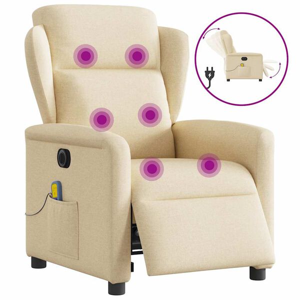 vidaXL Massagesessel Elektrisch Creme Stoff
