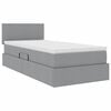 vidaXL Bett mit Stauraum und LED mit LED Hellgrau 90 x 190 cm Stoff