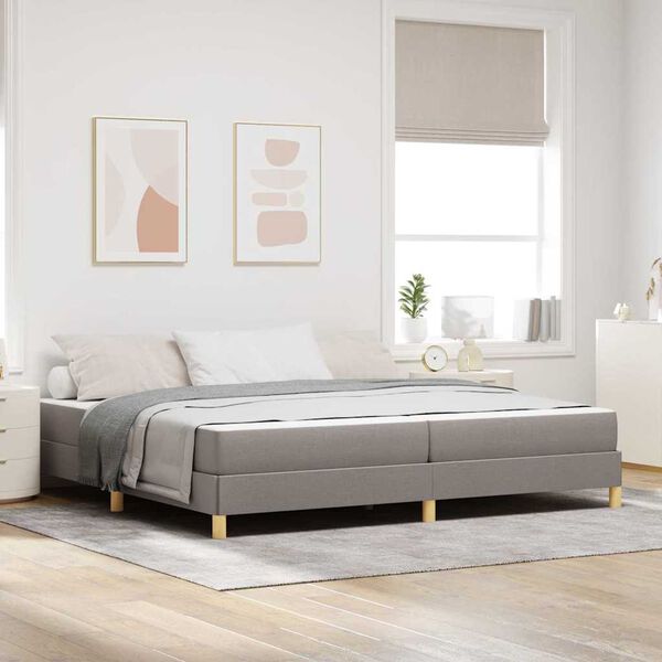 vidaXL Boxspringbett mit Matratze Taupe 200 x 200 cm Stoff