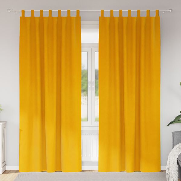 vidaXL Verdunkelungsvorh&auml;nge 2 pcs Senfgelb 140 x 245 cm Samt