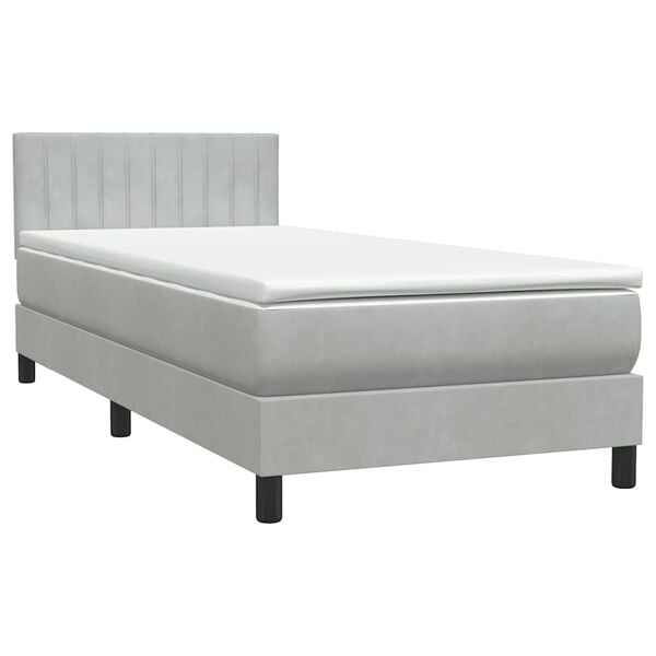 vidaXL Boxspringbett mit Matratze Hellgrau 80x210 cm Samt