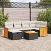 vidaXL 6-tlg. Garten-Sofagarnitur mit Kissen Schwarz Poly Rattan