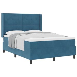 vidaXL Boxspringbett mit Matratze mit Kopfteil Blau 160 x 200 cm Samt