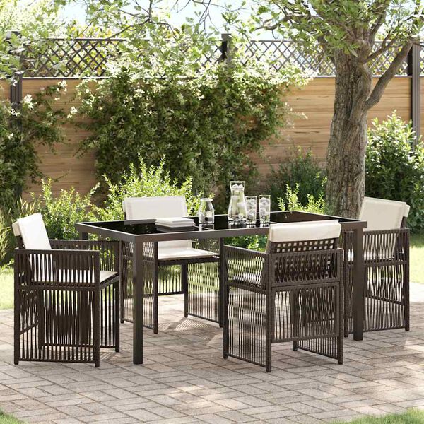 vidaXL Garten Essgruppe 5 pcs Braun Pulverbeschichteter Stahl
