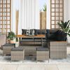 vidaXL Garten-Sofa-Set mit Kissen mit Speicher Grau Poly Rattan