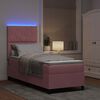 vidaXL LED Boxspringbett mit Matratze Rosa 80 x 200 cm Samt