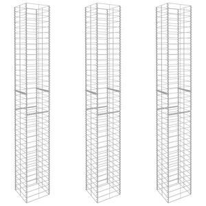vidaXL Gabionenk&ouml;rbe 3 Stk. Verzinkter Stahl 25 x 25 x 197 cm