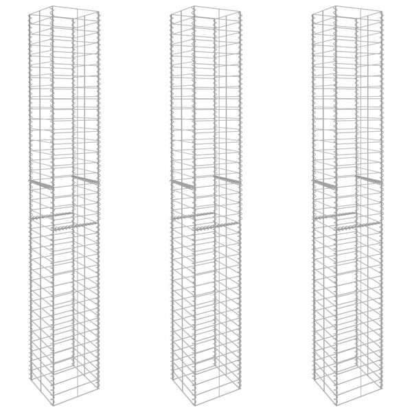 vidaXL Gabionenkörbe 3 Stk. Verzinkter Stahl 25 x 25 x 197 cm