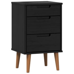 vidaXL Nachttisch MOLDE Schwarz 40 x 35 x 65 cm Massives Kiefernholz