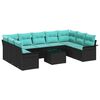 vidaXL Garten-Sofa-Set mit Kissen 10 pcs Schwarz Poly Rattan