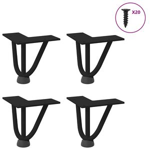 vidaXL Haarnadelbeine f&uuml;r Couchtisch 4 Stk. Schwarz 10 cm Massivstahl