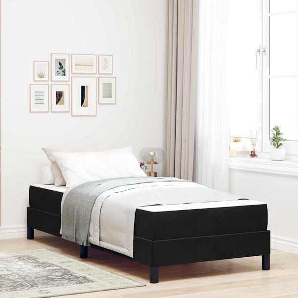 vidaXL Boxspringbett mit Matratze Schwarz 80 x 210 cm Stoff
