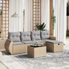 vidaXL 5-tlg. Garten-Sofagarnitur mit Kissen Beige Poly Rattan