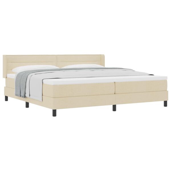 vidaXL Boxspringbett mit Matratze Creme 200 x 200 cm Polyester