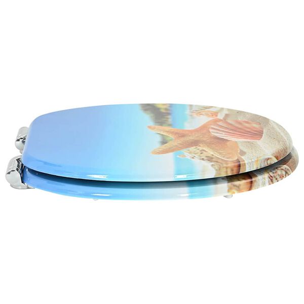 vidaXL Soft-Close Toilettensitz Meeres Muschel 44 x 38 cm MDF-Platte