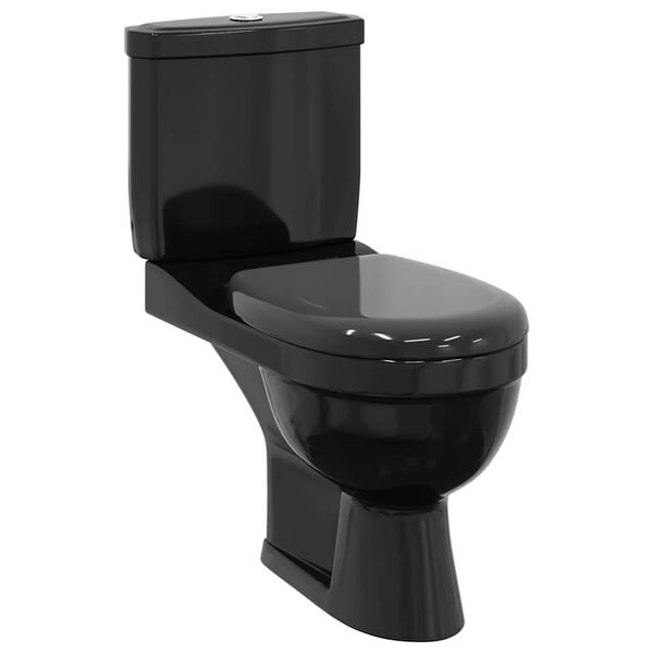 vidaXL Toilette mit Sp&uuml;lkasten Schwarz