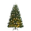vidaXL K&uuml;nstlicher Weihnachtsbaum Klappbar 300 LEDs & Kugeln 210 cm