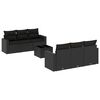 vidaXL 7-tlg. Garten-Sofagarnitur mit Kissen Schwarz Poly Rattan