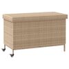 vidaXL Gartentruhe mit Rollen Beige 110x55x73 cm Poly Rattan