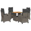 vidaXL 5-tlg. Garten-Essgruppe mit Kissen Grau Poly Rattan