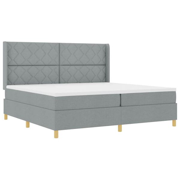 vidaXL Boxspringbett mit Matratze Hellgrau 200 x 200 cm Stoff