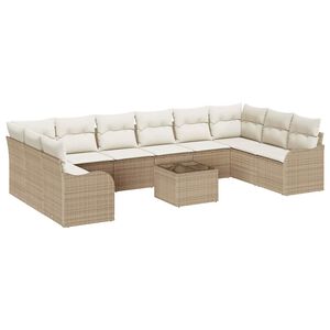 vidaXL Gartensofa-set 11 pcs Beige Poly-Rattan