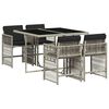 vidaXL 5-tlg. Garten-Essgruppe mit Kissen Hellgrau Poly Rattan