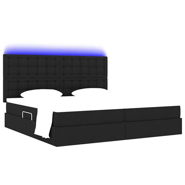 vidaXL Bett mit Stauraum und LED Schwarz 200 x 200 cm Polyester