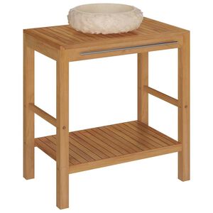 vidaXL Waschtisch Massivholz Teak mit Waschbecken Marmor Creme