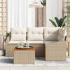 vidaXL Gartensofa-set mit Speicher 5 pcs Beige und Creme Poly-Rattan
