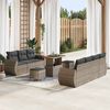 vidaXL Gartensofa-set mit Kissen mit Speicher 10 pcs Grau Poly-Rattan