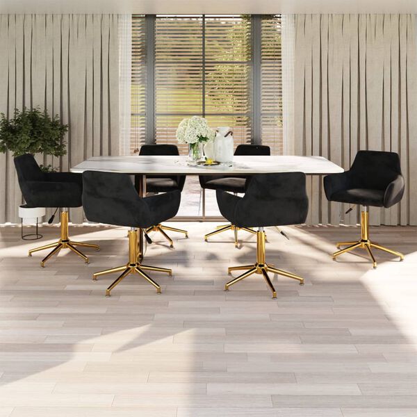 vidaXL Esszimmerst&uuml;hle 6 Stk. Drehbar Schwarz Samt