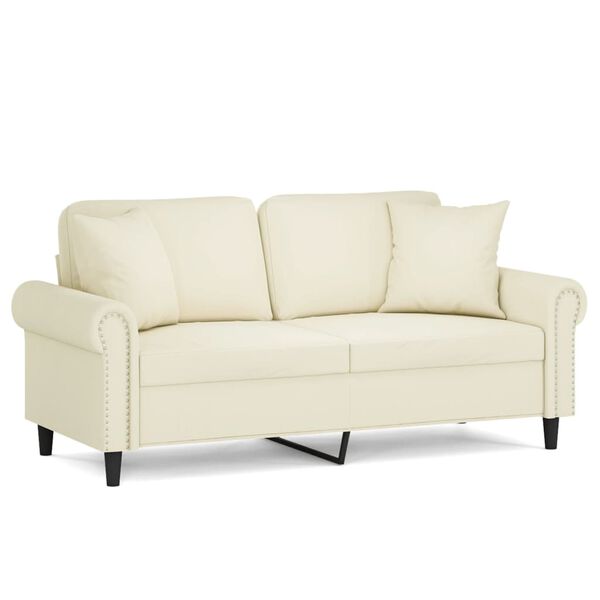 vidaXL 2-Sitzer-Sofa mit Zierkissen Creme 140 cm Samt