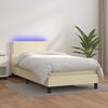 vidaXL Boxspringbett mit Matratze & LED Creme 90x190 cm Kunstleder