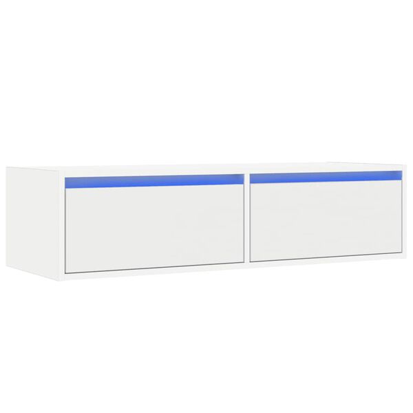 vidaXL TV-Schrank mit LED-Leuchten Wei&szlig; 100x35,5x25 cm