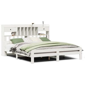 vidaXL Massivholzbett mit Regal ohne Matratze Wachsbraun 75x190 cm
